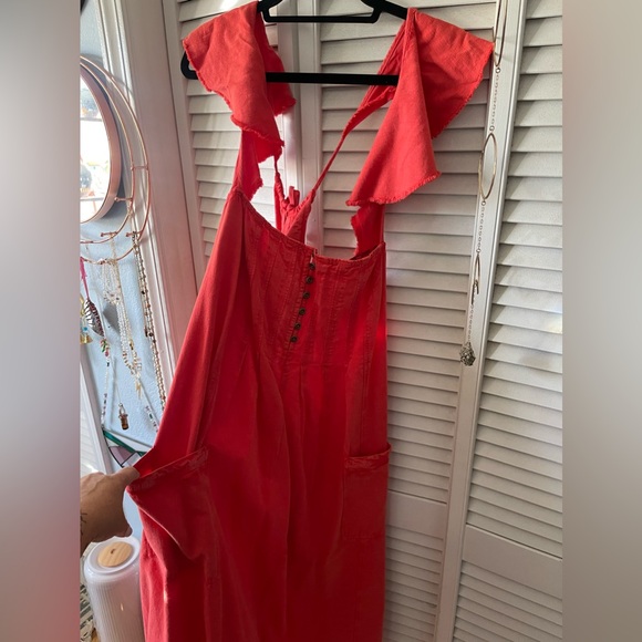 Anthropologie Red Denim Midi Dress - Picture 4 of 10